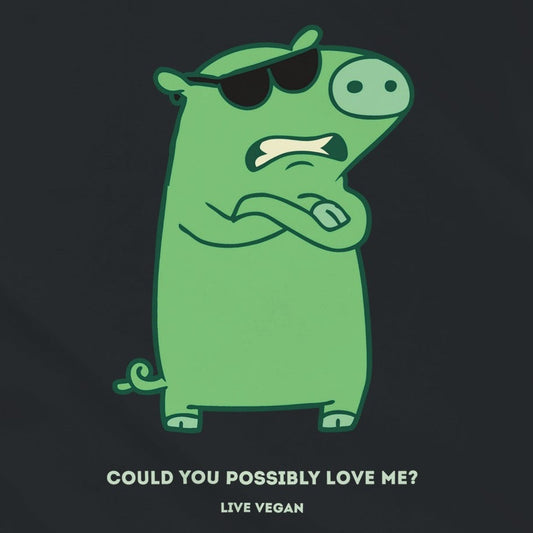 Pissed Pig, frustriertes grünes Schwein, talliertes veganes Racerback-Tanktop