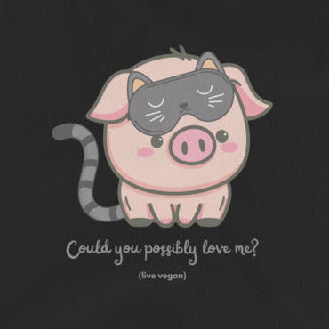 Schwein verkleidet als Katze, talliertes veganes Racerback-Tanktop