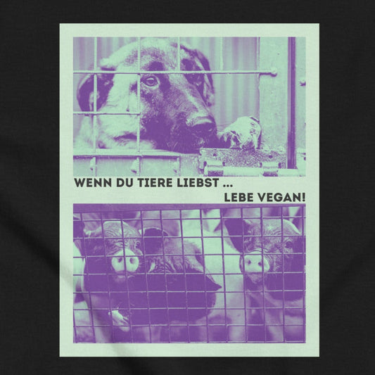 Hund vs. Schwein, vegane Tierliebe, veganer Hoodie, Kapuzenpullover, Unisex