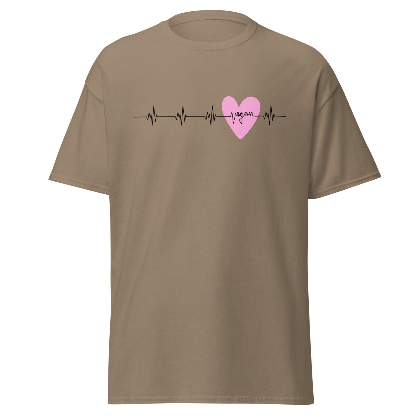 Herzfrequenz, Herzschlag mit "vegan" & Herz in Rosa, veganes T-Shirt, Unisex
