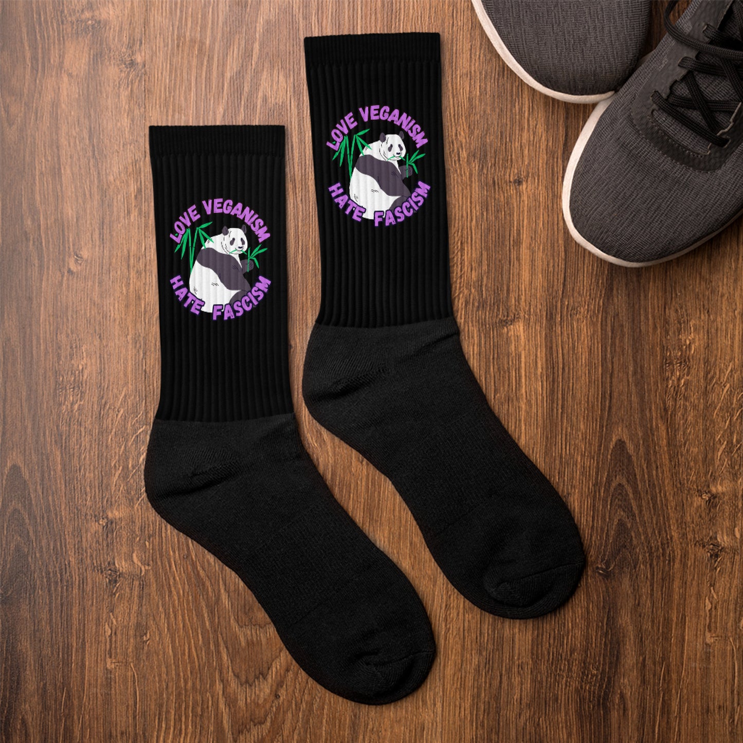 Love Veganism Hate Fascism Panda, vegane Antifa, vegane Strümpfe / Socken