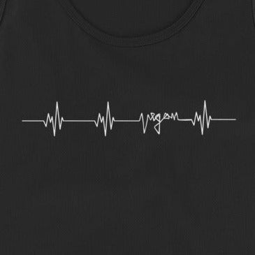 Herzfrequenz, Herzschlag mit "vegan", minimalistisch, veganes Tanktop