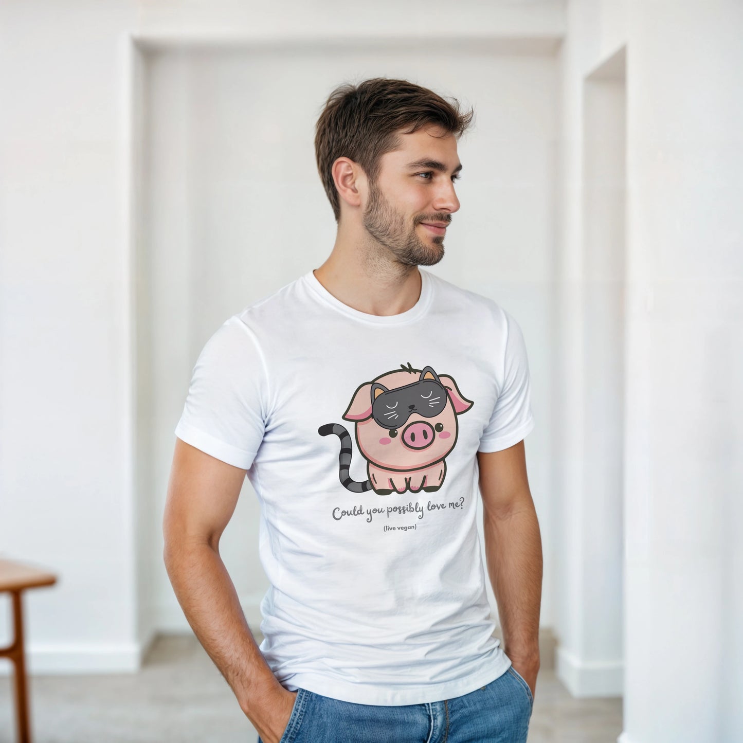 Schwein verkleidet als Katze, Statement-Shirt, veganes T-Shirt, Unisex