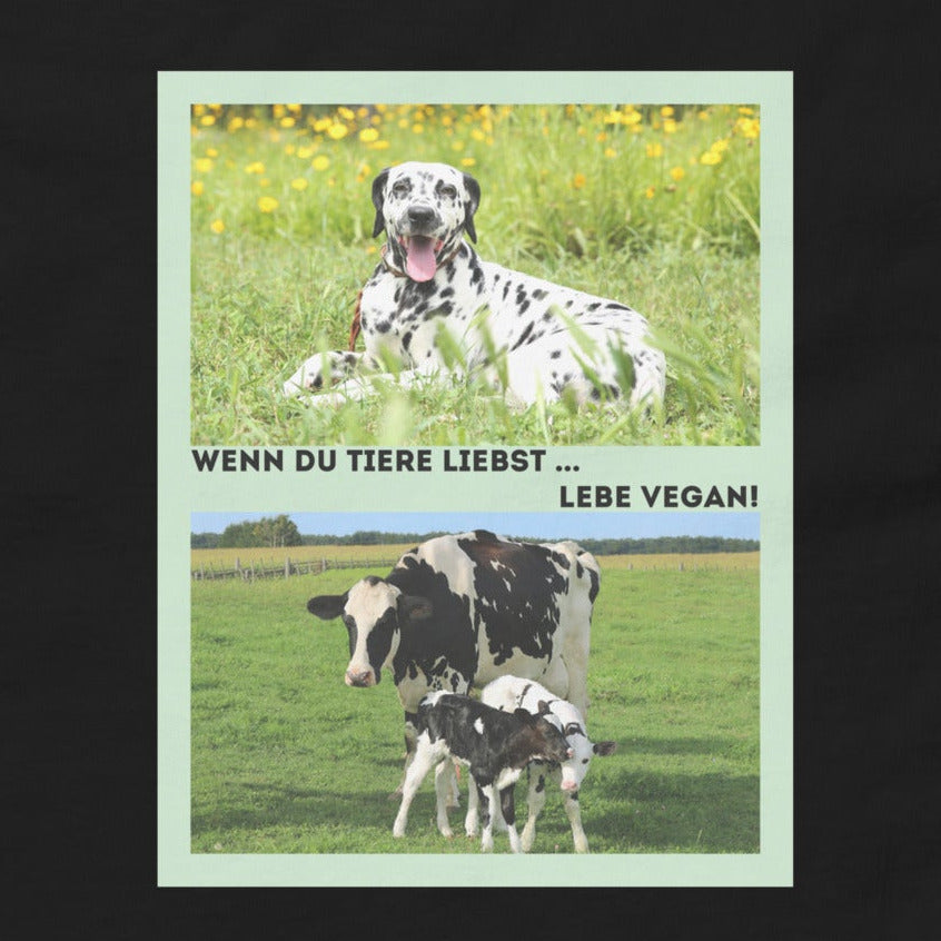 Dalmatiner vs. Kuh & Kälber, veganes Tierliebe Statement, veganes T-Shirt, Unisex
