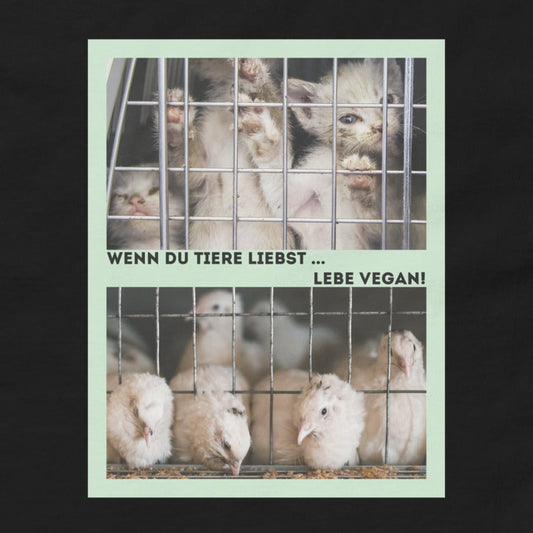 Katzen vs. Hühner, veganes Tierliebe Statement, veganes T-Shirt, Unisex