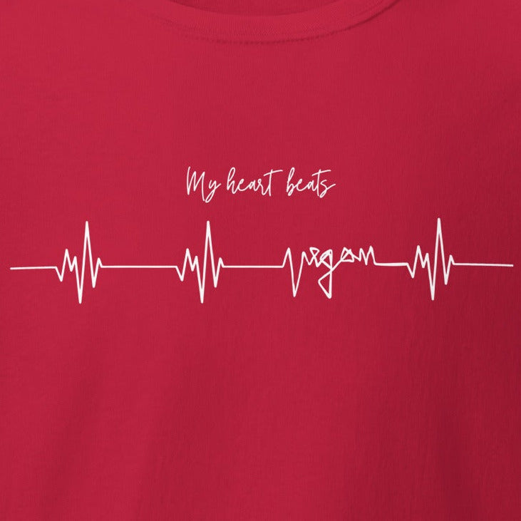 My heart beats vegan, Herzschlag, Herzfrequenz in Weiß, veganes T-Shirt, Unisex