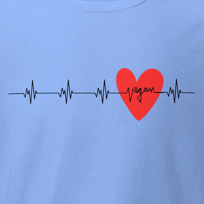 Herzfrequenz, Herzschlag mit "vegan" & Herz in Rot, veganes T-Shirt, Unisex