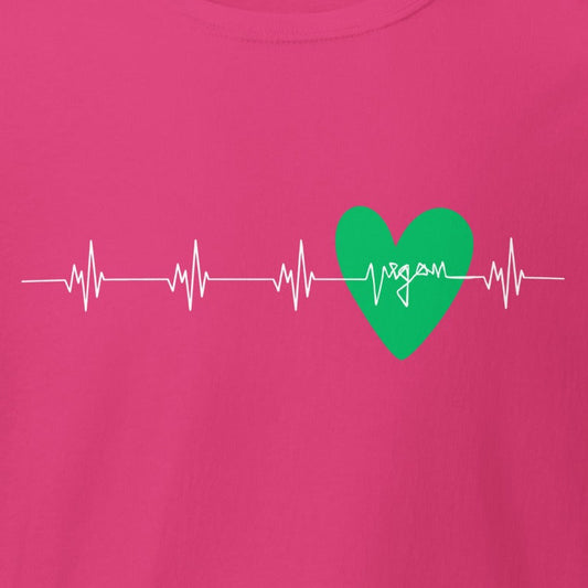 Weiße Herzfrequenz, Herzschlag mit "vegan" & Herz in Grün, veganes T-Shirt, Unisex