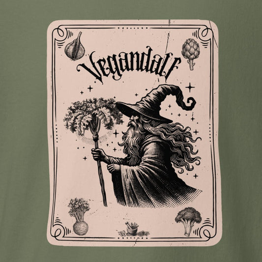 Vegandalf, veganer Zauberer auf Vintage Spielkarte, ALF, Fantasy, veganer Premium-Pullover, Unisex