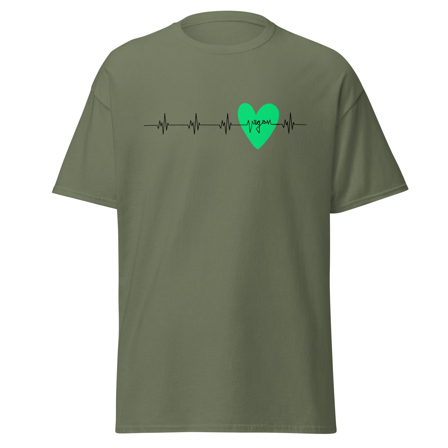Herzfrequenz, Herzschlag mit "vegan" & Herz in Grün, veganes T-Shirt, Unisex