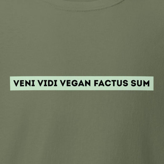 veni vidi vici vegan factus sum, Latein, veganes T-Shirt, Unisex