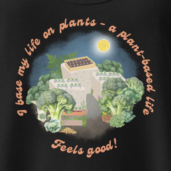 I base my life on plants, a plant-based life, Gemüse & Tofu, talliertes veganes Racerback-Tanktop